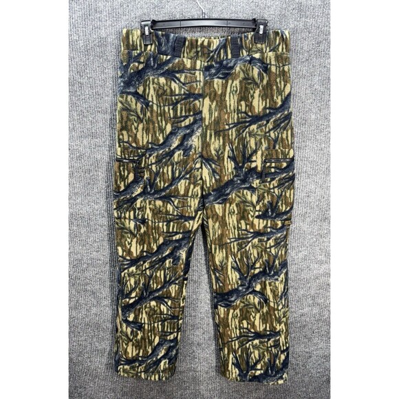Vintage Browning Goretex Fleece Pants Men Large Ankle Zip Camo Tree Bark Cargo - Picture 1 of 12